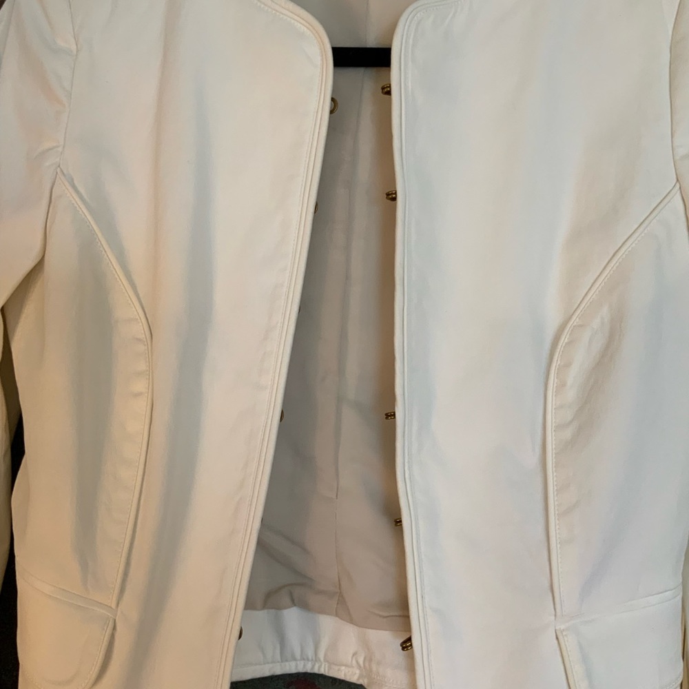 SOLD Burberry Prorsum $1795 White Collarless Cotton Blazer 44 Made in Italy - Picture 5 of 12